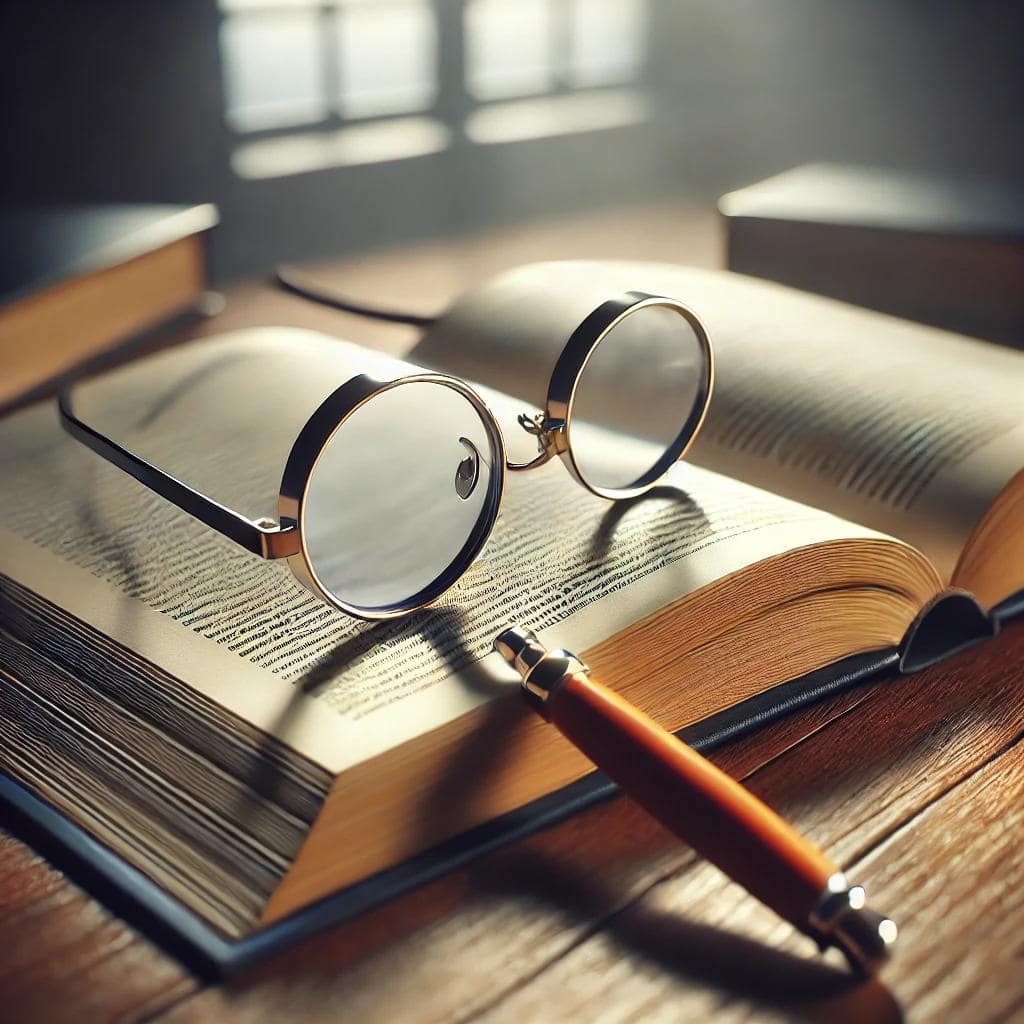 "Lunettes loupes de lecture reposant sur un livre ouvert, idéales pour améliorer la vision de près.