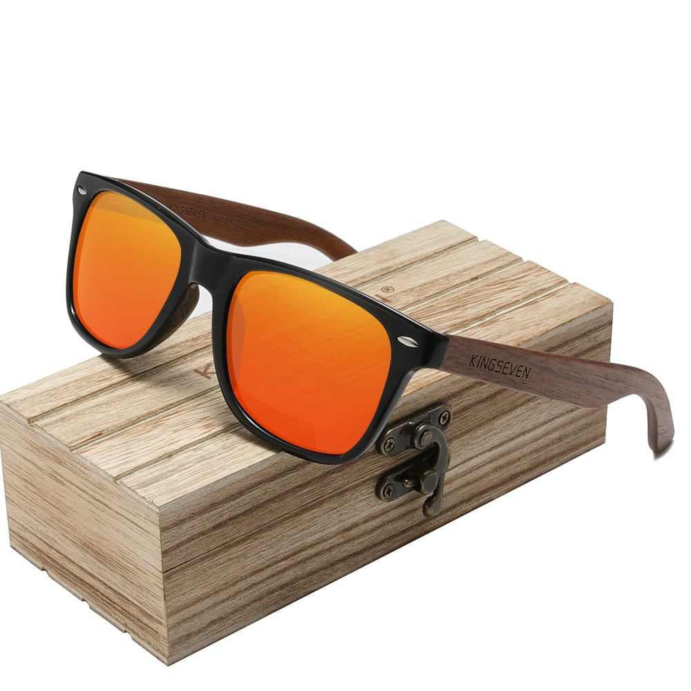 Lunettes de Soleil Polarisées en Bois de Noyer Noir