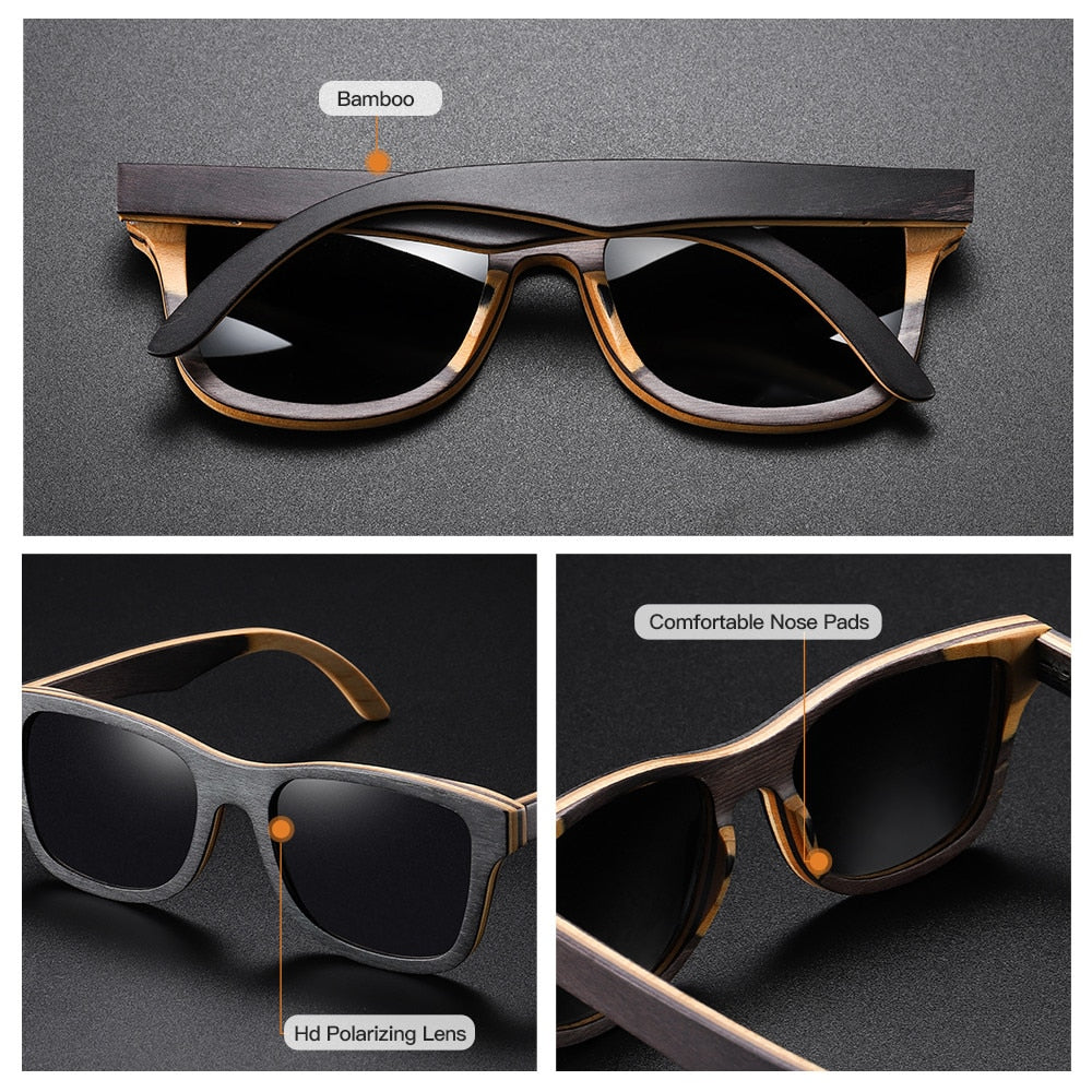 Lunettes de Soleil Polarisées en Bambou Skateboard