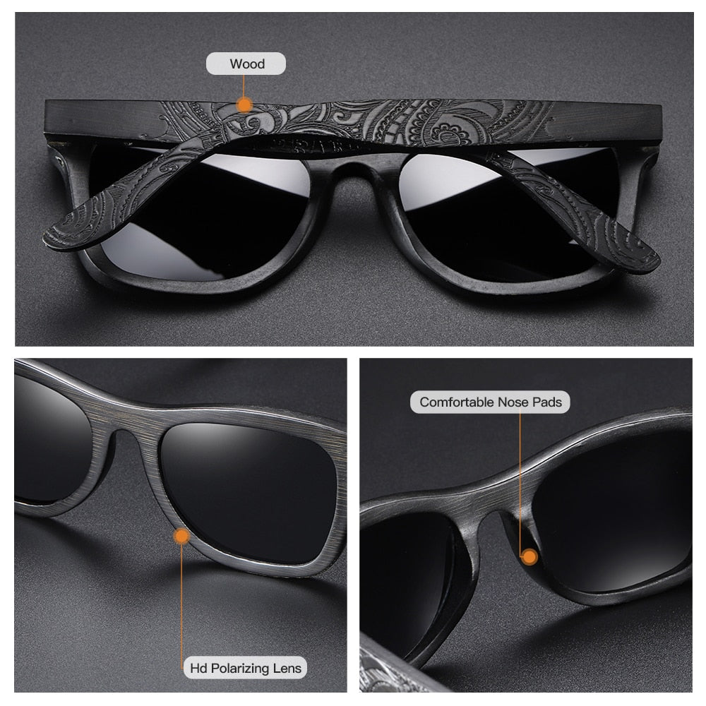 Lunettes de Soleil Polarisées 100% Bambou Noir