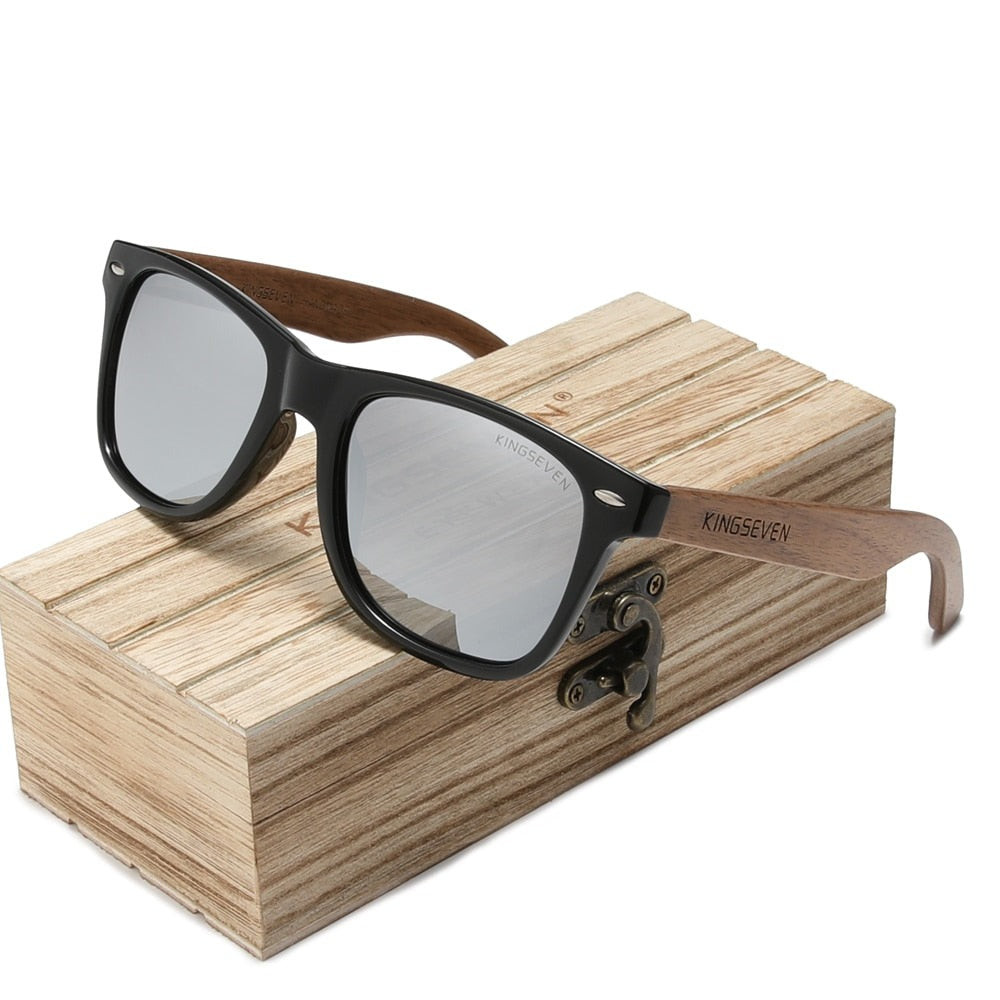 Lunettes de Soleil Polarisées en Bois de Noyer Noir